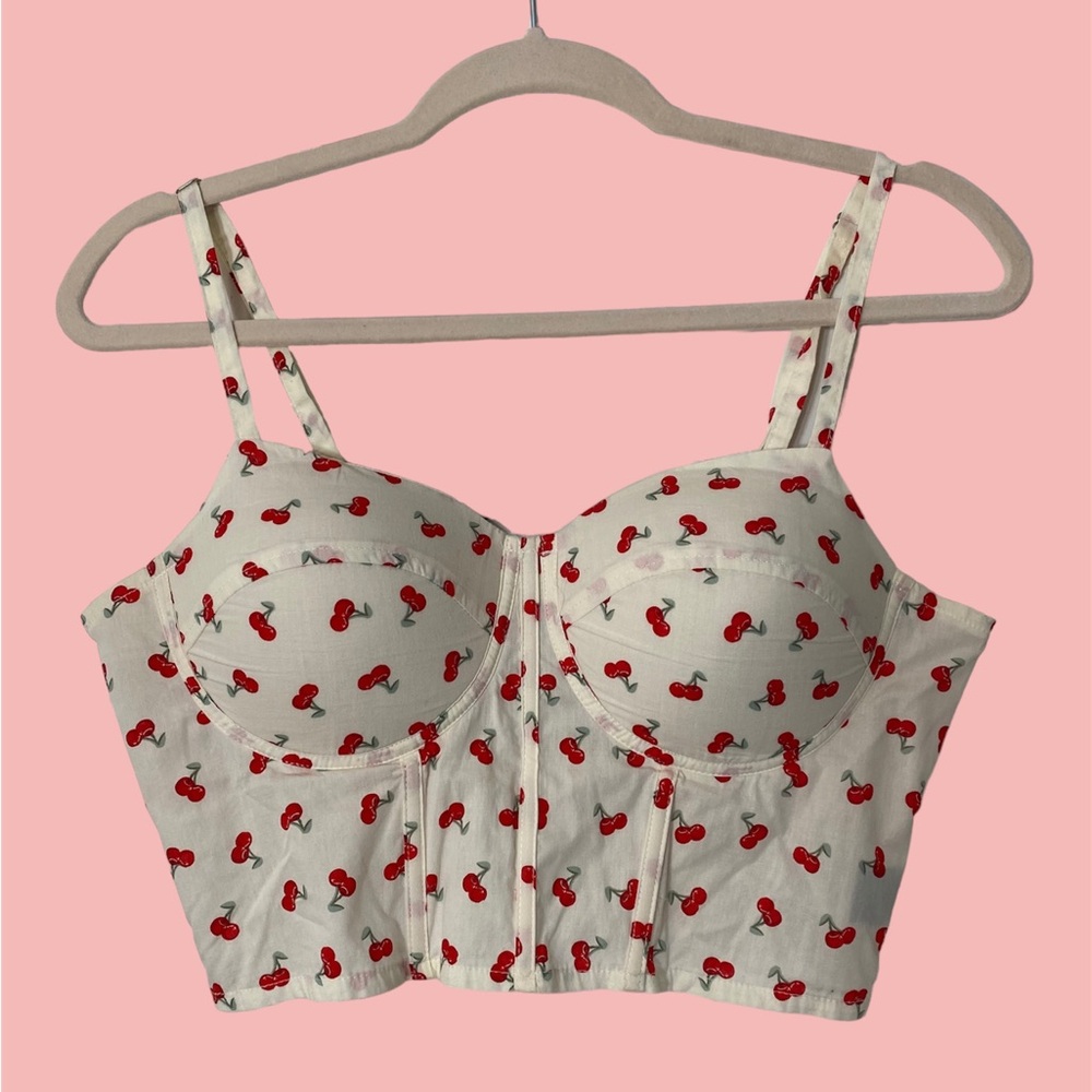 Cherry Print Bustier Top